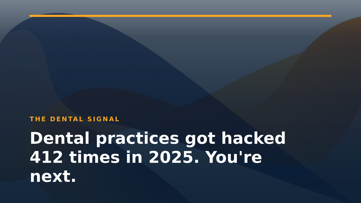Dental practices got hacked 412 times in 2025. You're next.