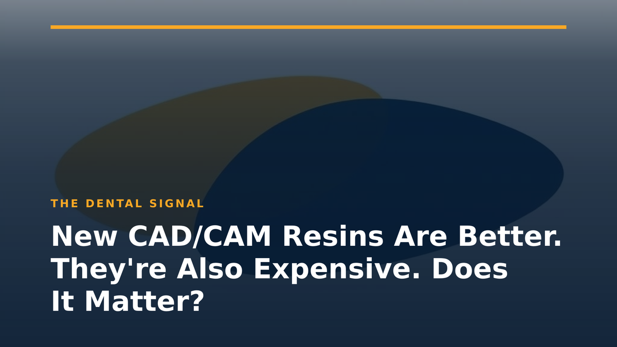 New CAD/CAM Resins Are Better. They're Also Expensive. Does It Matter?