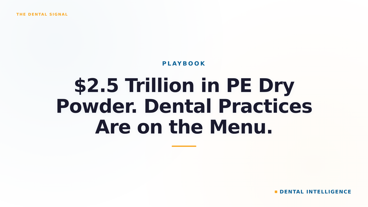 $2.5 Trillion in PE Dry Powder. Dental Practices Are on the Menu.