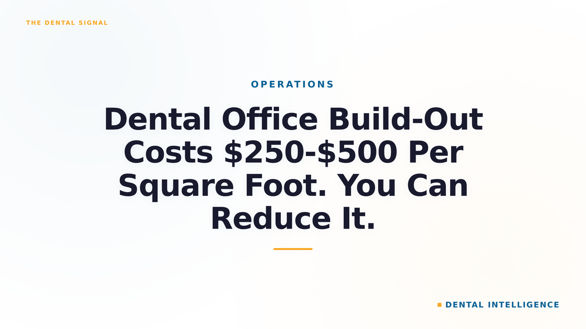 Dental Office Build-Out Costs $250-$500 Per Square Foot. You Can Reduce It.