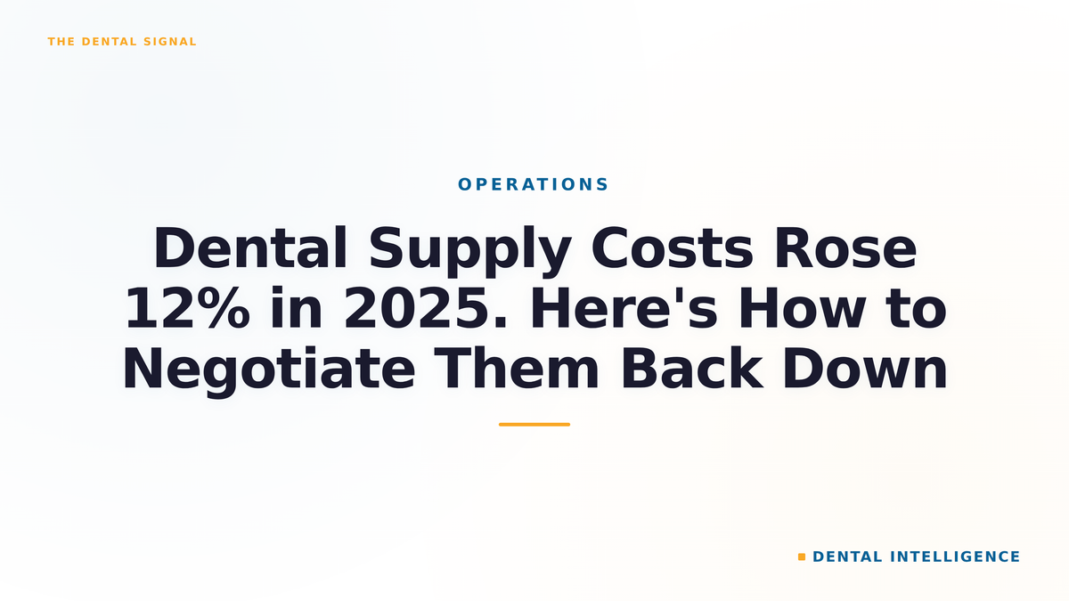 Dental Supply Costs Rose 12% in 2025. Here's How to Negotiate Them Back Down