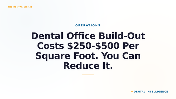 Dental Office Build-Out Costs $250-$500 Per Square Foot. You Can Reduce It.