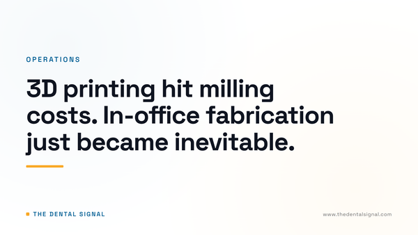 3D printing hit milling costs. In-office fabrication just became inevitable.